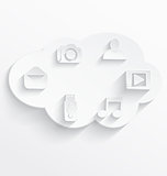 White cloud computing symbols