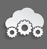 White cloud with cogs 3d