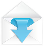 White envelope blue arrow symbol