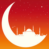 moon with mosque