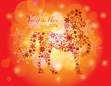 2014 Happy New Year of the Horse with Snowflakes Pattern