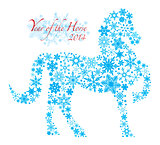 2014 Chinese Horse with Snowflakes Pattern Illusrtation