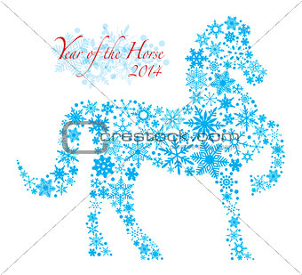 2014 Chinese Horse with Snowflakes Pattern Illusrtation