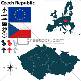 Map of  Czech Republic with European Union
