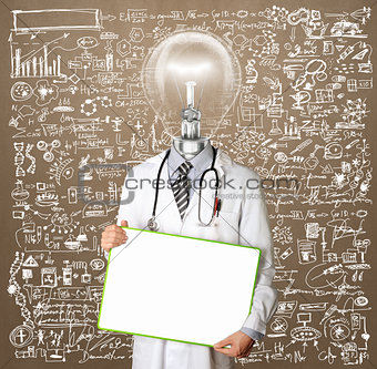 Lamp Head Doctor Man With Empty Board