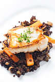 pikeperch fillet with lentils and carrot