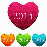 new year 2014 in colorful hearts