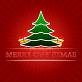 merry christmas with christmas tree and golden gift boxes over r