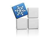 blue cube with snowflake symbol on boxes
