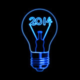 glowing new year 2014 in bulb