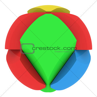 Colorful abstract sphere consisting of puzzles