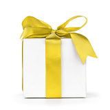 paper gift box wrapped with yellow ribbon
