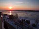 Winter sunset near the river Danube in Ruse