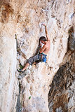 Rock climber on a cliff