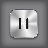 Pause icon - vector metal app button