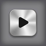 Play - media player icon - vector metal app button