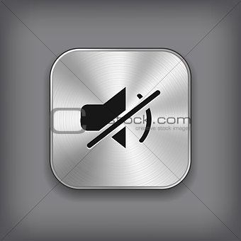 Mute icon - vector metal app button