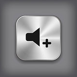 Speaker volume louder icon - vector metal app button