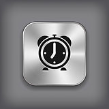 Alarm clock icon - vector metal app button