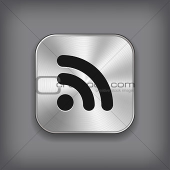 RSS icon - vector metal app button