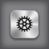 Gear icon - vector metal app button