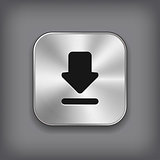 Download icon - vector metal app button