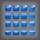 Set of blank blue buttons for you design or app.