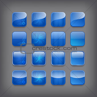 Set of blank blue buttons for you design or app.