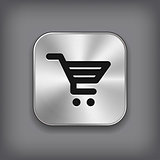 Shop cart icon - vector metal app button