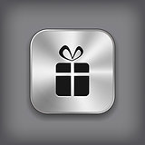 Gift icon - vector metal app button