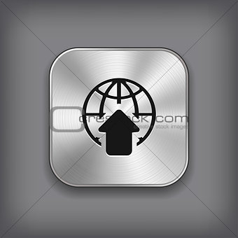 Global icon - vector metal app button