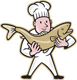Chef Cook Handling Salmon Fish Standing