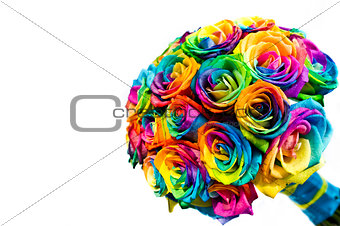 Wedding rainbow roses bouquet