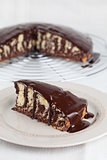Zebra marble cake with chocolate glaze