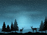 Deer in winter landscape 