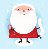 Beautiful cute Santa with delivery note on winter background