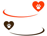 background with heart and paw