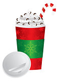 Christmas Espresso Drink To Go Cup with Lid Illustration