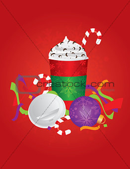 Christmas Espresso Drink To Go Cup with Background Illustration