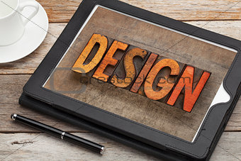 design word on digital tablet