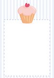 Vector document, restaurant menu, wedding card, list or baby shower invitation with cupcake on blue stripes background