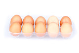 Ten eggs in a plastic transparent package