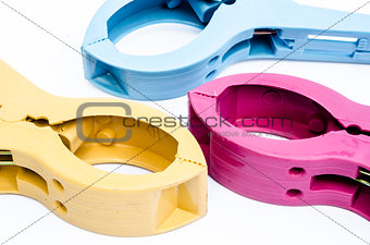 Colorful Plastic Clamps Isolate On White Background