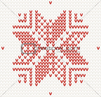 Red knitted snowflake Seamless background