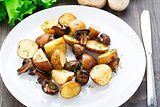 Roasted potato and mushrooms