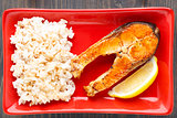 Fried salmon with rice