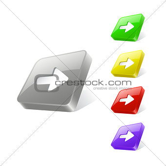 3d web button with arrow icon