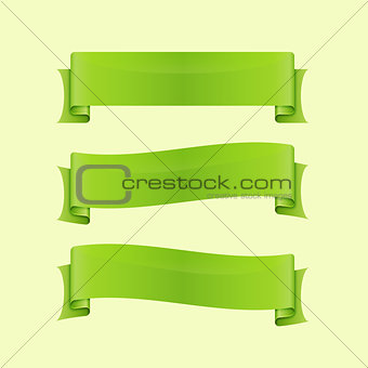 Set of green sleek web ribbon