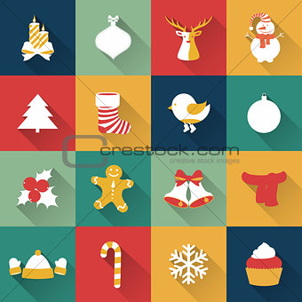 Set of Christmas and New Year objects.