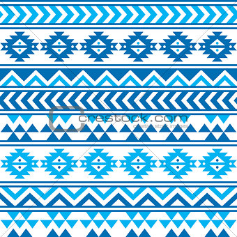 Aztec tribal seamless blue and navy pattern